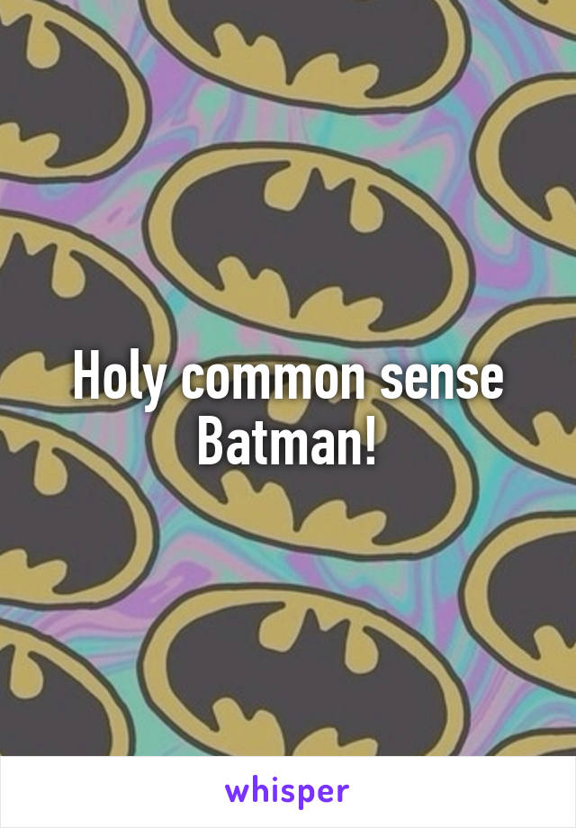 Holy common sense Batman!