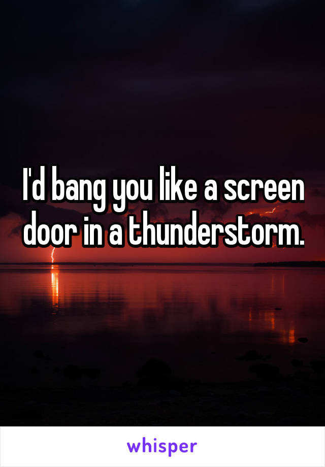 I'd bang you like a screen door in a thunderstorm. 