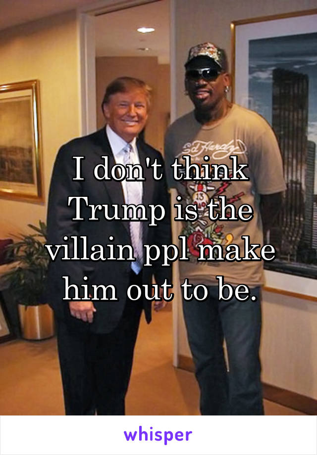 I don't think Trump is the villain ppl make him out to be.