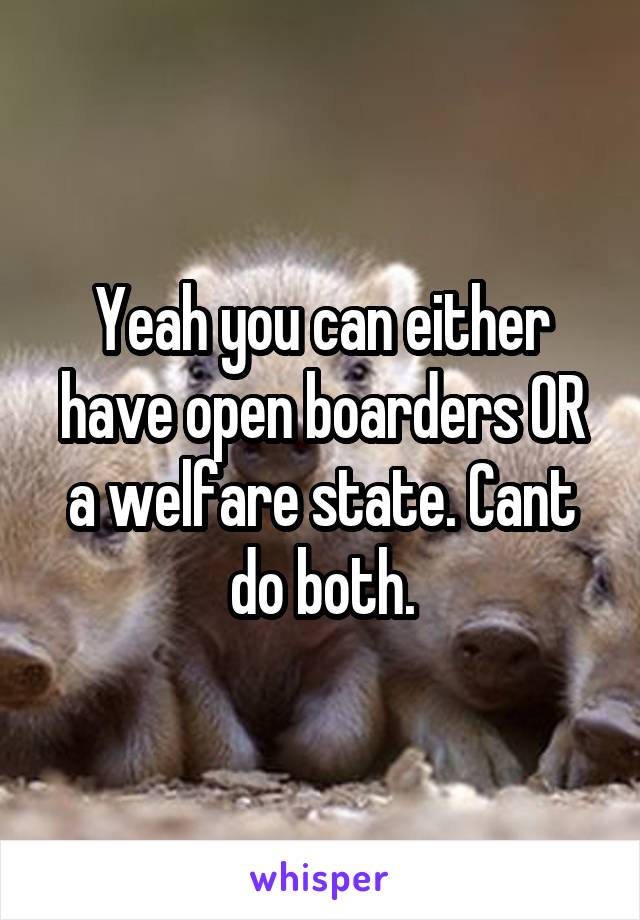 Yeah you can either have open boarders OR a welfare state. Cant do both.