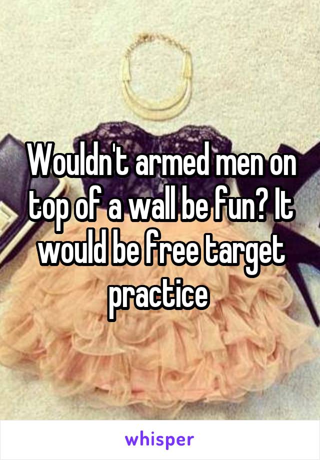 Wouldn't armed men on top of a wall be fun? It would be free target practice 