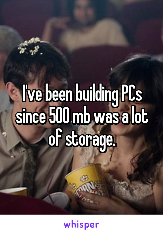 I've been building PCs since 500 mb was a lot of storage.