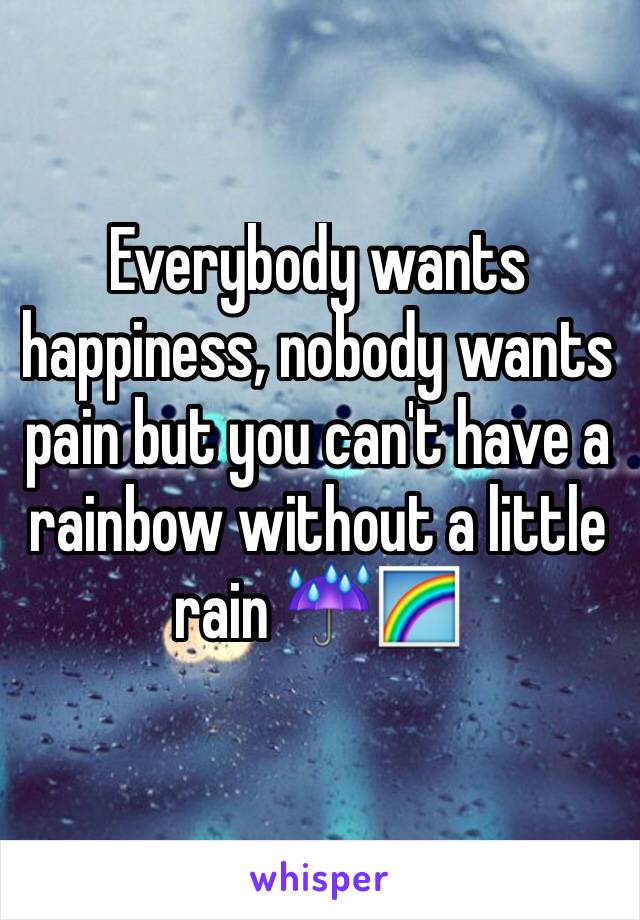 Everybody wants happiness, nobody wants pain but you can't have a rainbow without a little rain ☔️🌈