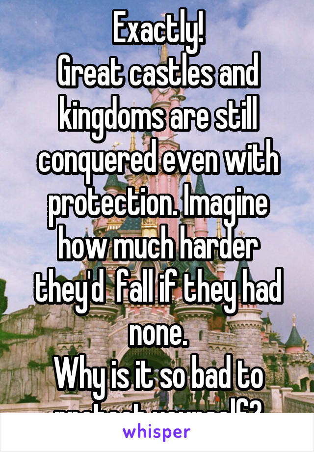 Exactly!
Great castles and kingdoms are still conquered even with protection. Imagine how much harder they'd  fall if they had none.
Why is it so bad to protect yourself?