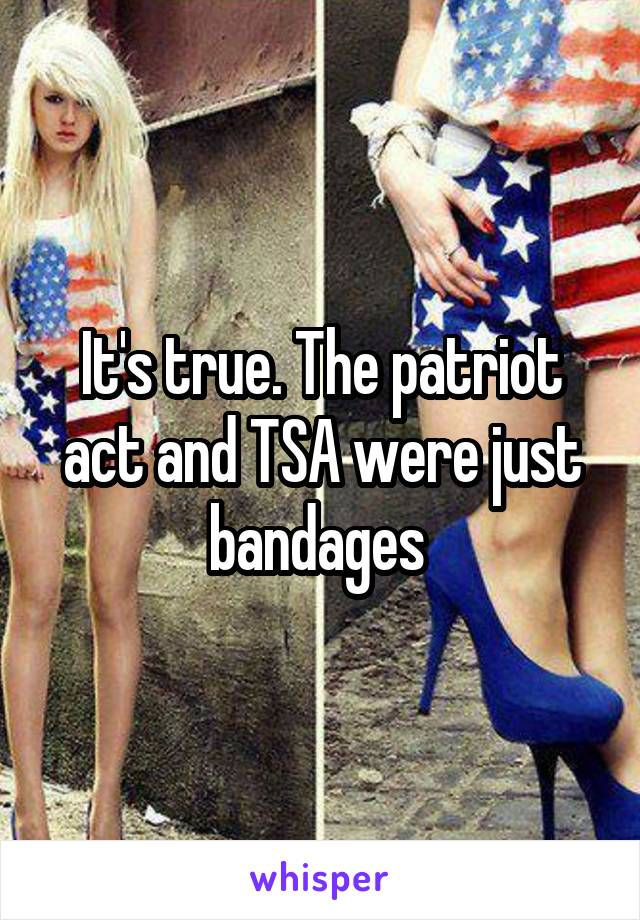 It's true. The patriot act and TSA were just bandages 