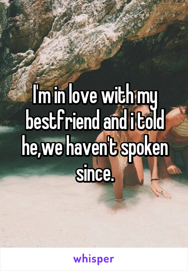 I'm in love with my bestfriend and i told he,we haven't spoken since.