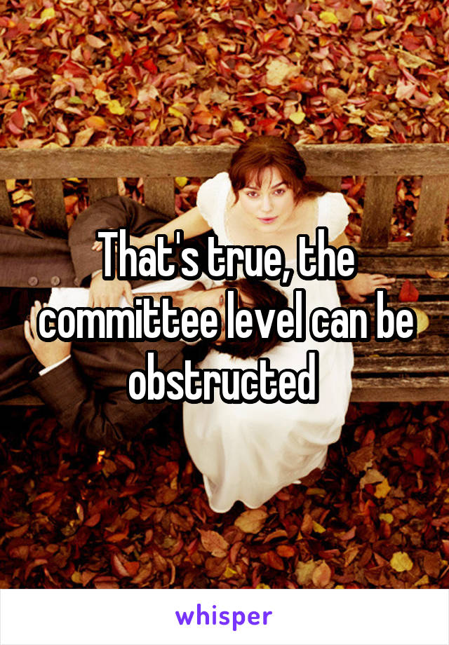 That's true, the committee level can be obstructed 