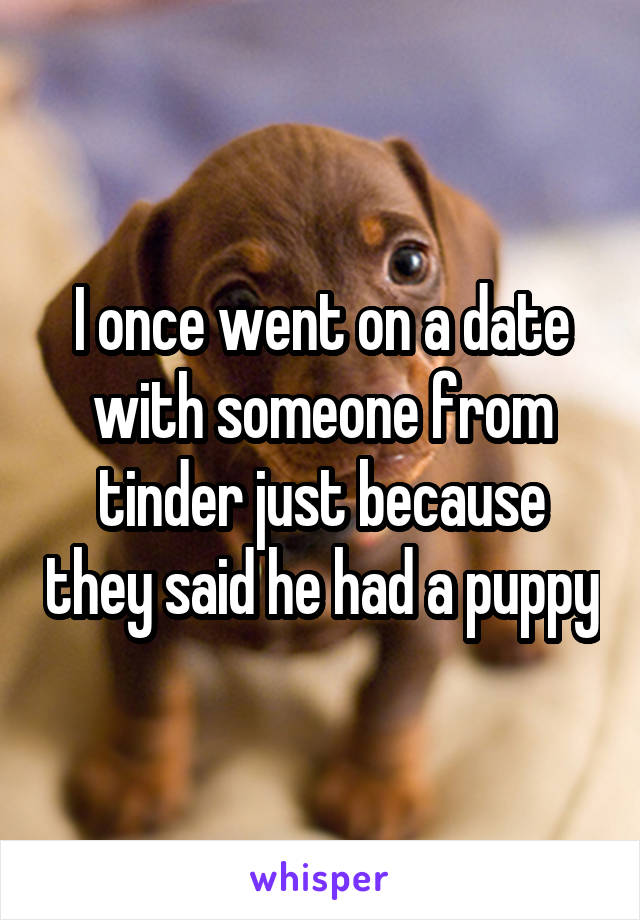 I once went on a date with someone from tinder just because they said he had a puppy