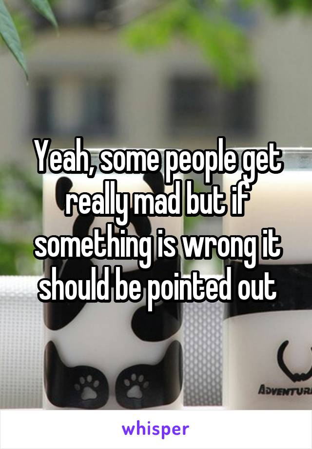 Yeah, some people get really mad but if something is wrong it should be pointed out