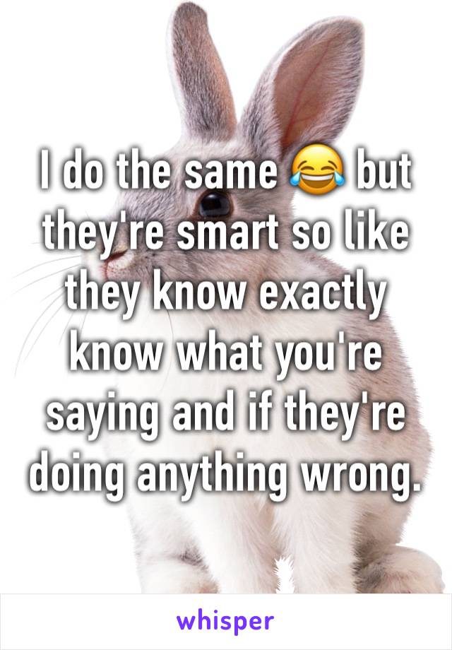 I do the same 😂 but they're smart so like they know exactly know what you're saying and if they're doing anything wrong. 