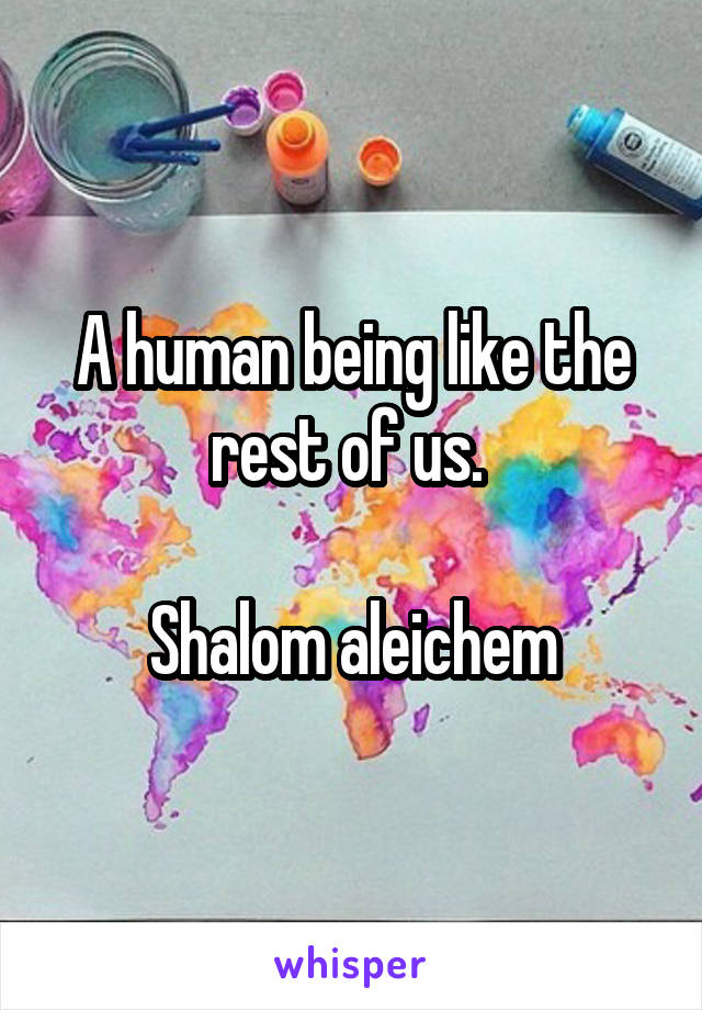 A human being like the rest of us. 

Shalom aleichem