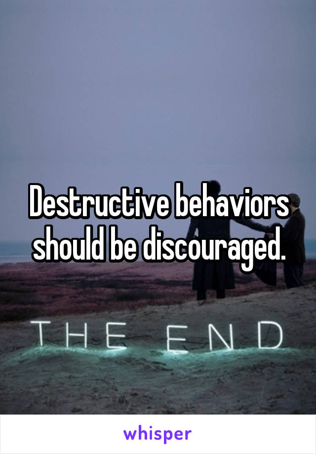 Destructive behaviors should be discouraged.