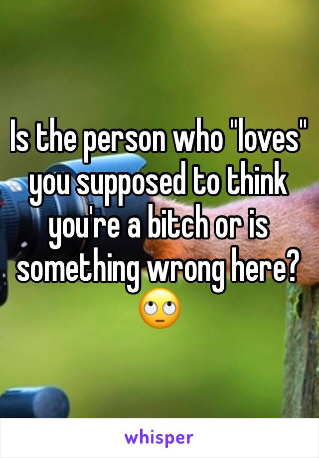 Is the person who "loves" you supposed to think you're a bitch or is something wrong here? 🙄