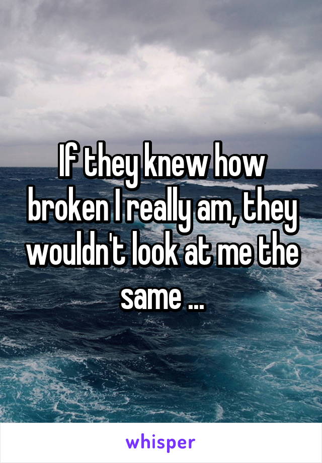 If they knew how broken I really am, they wouldn't look at me the same ...