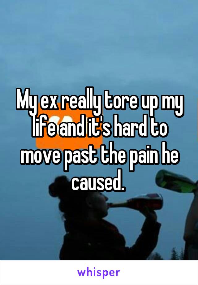 My ex really tore up my life and it's hard to move past the pain he caused. 