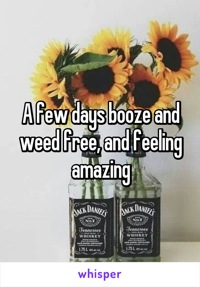 A few days booze and weed free, and feeling amazing