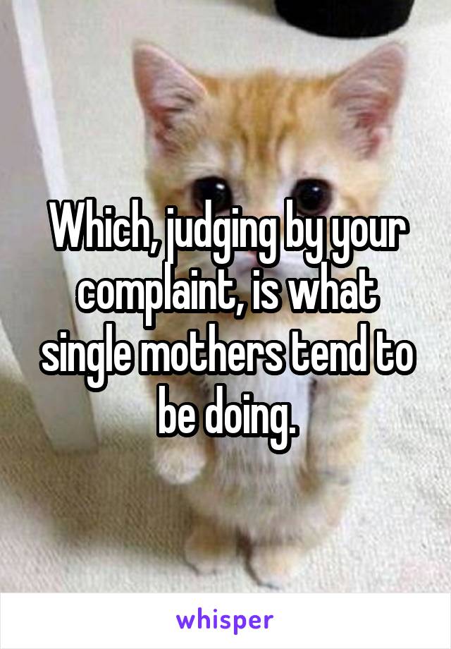 Which, judging by your complaint, is what single mothers tend to be doing.