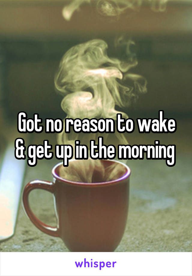 Got no reason to wake & get up in the morning 