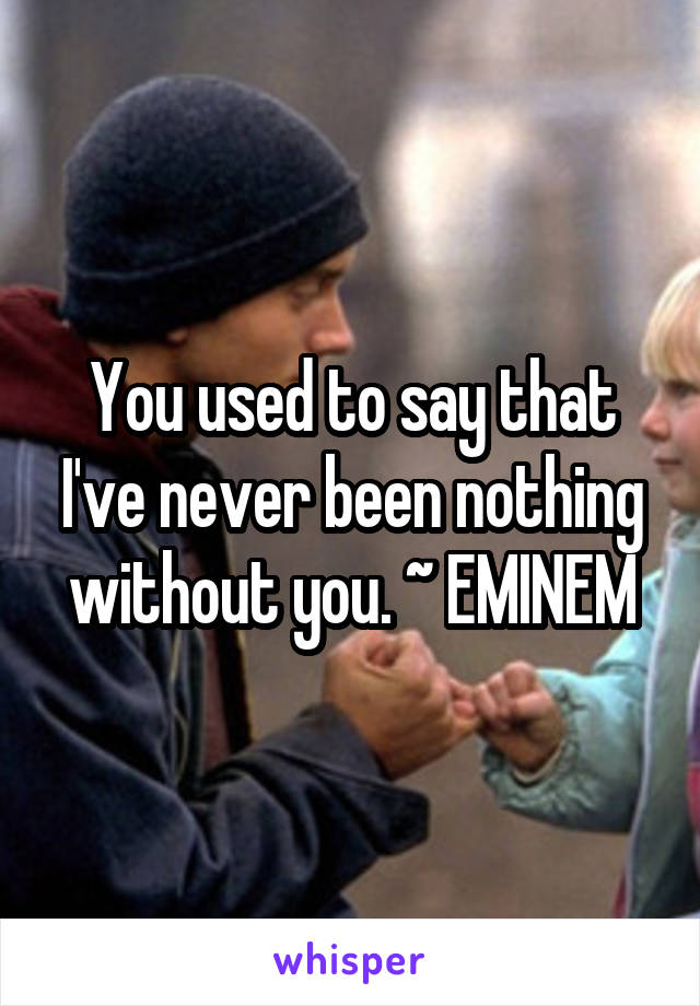 You used to say that I've never been nothing without you. ~ EMINEM