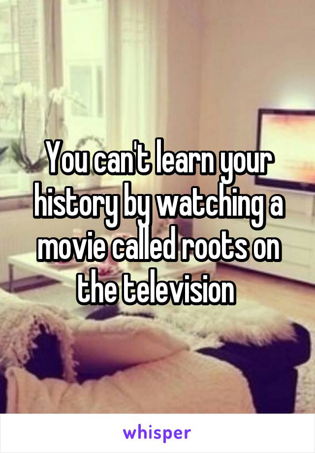 You can't learn your history by watching a movie called roots on the television 