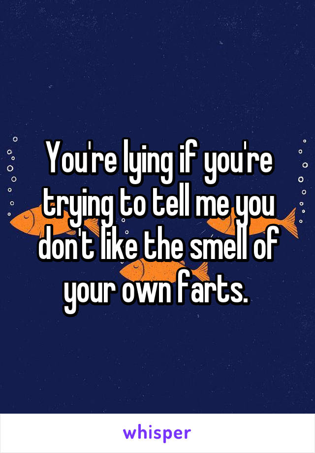 You're lying if you're trying to tell me you don't like the smell of your own farts. 