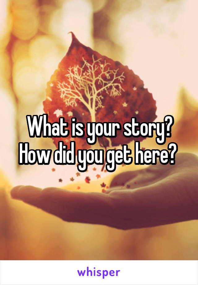 What is your story? How did you get here? 