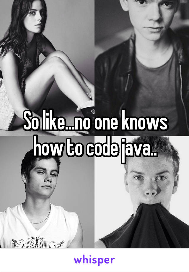 So like...no one knows how to code java..