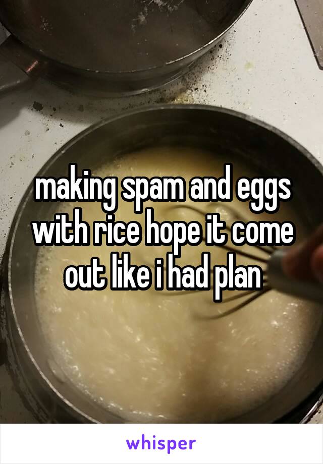 making spam and eggs with rice hope it come out like i had plan