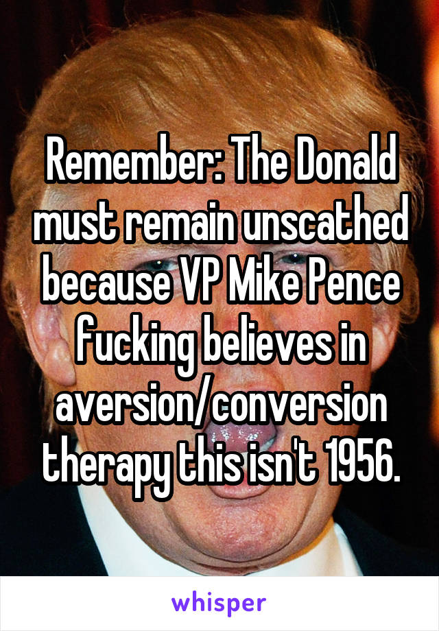 Remember: The Donald must remain unscathed because VP Mike Pence fucking believes in aversion/conversion therapy this isn't 1956.