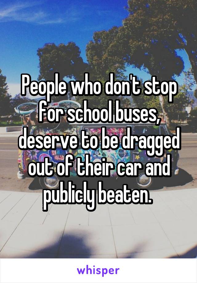 People who don't stop for school buses, deserve to be dragged out of their car and publicly beaten. 