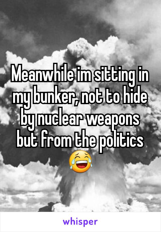 Meanwhile im sitting in my bunker, not to hide by nuclear weapons but from the politics 😂