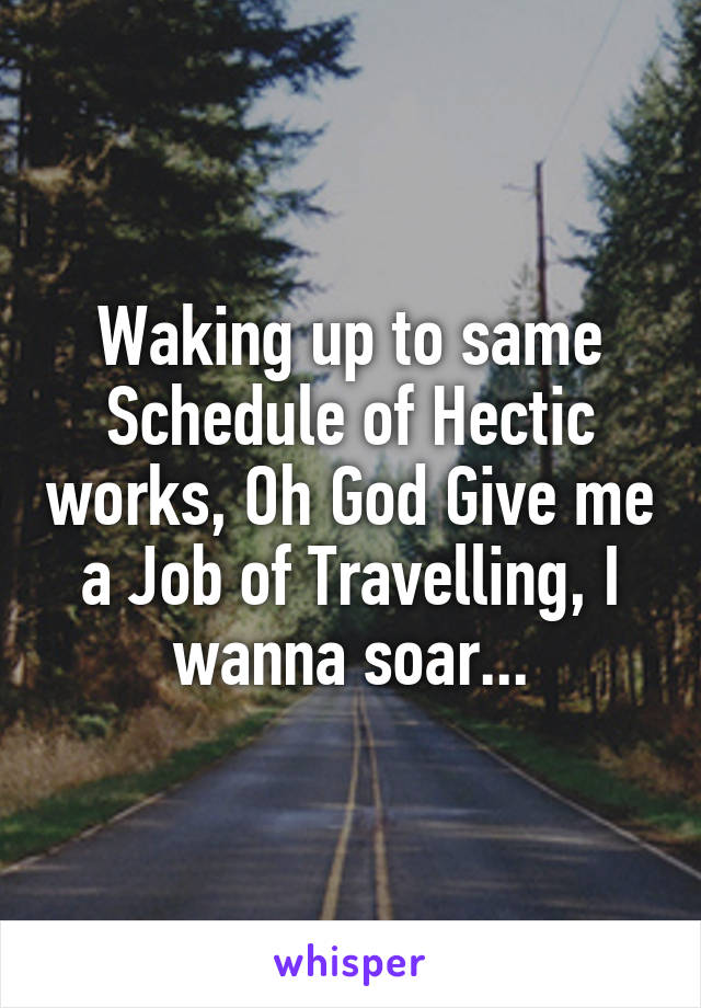 Waking up to same Schedule of Hectic works, Oh God Give me a Job of Travelling, I wanna soar...