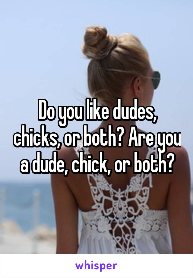 Do you like dudes, chicks, or both? Are you a dude, chick, or both?