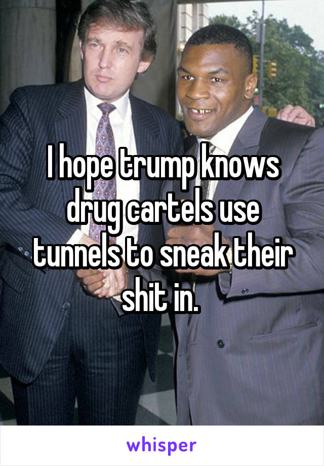 I hope trump knows drug cartels use tunnels to sneak their shit in. 