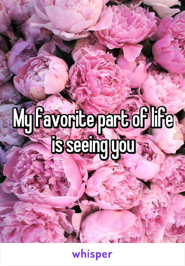 My favorite part of life is seeing you