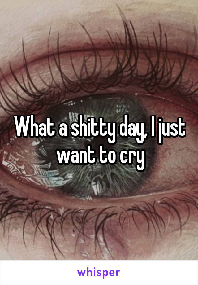 What a shitty day, I just want to cry