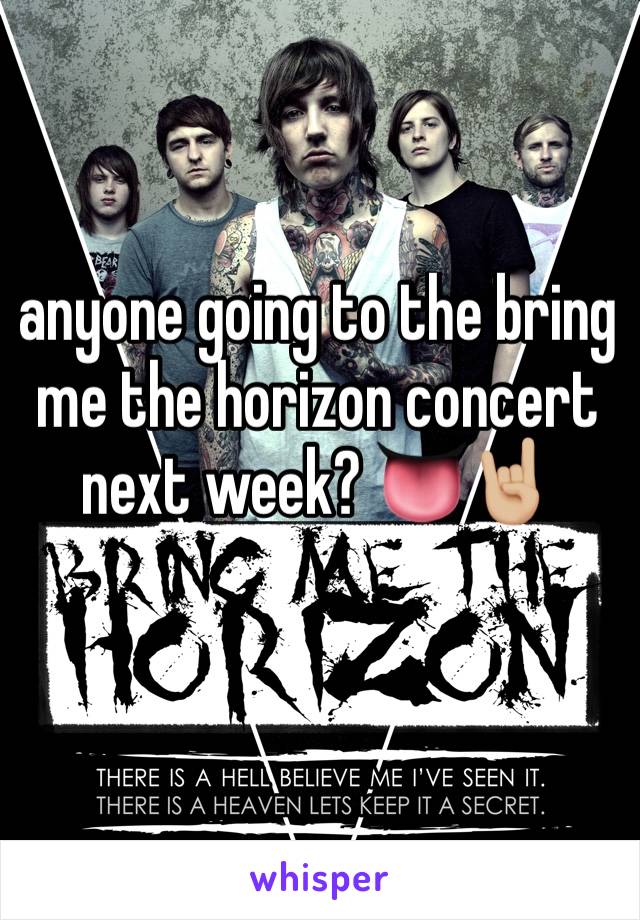 anyone going to the bring me the horizon concert next week? 👅🤘🏼