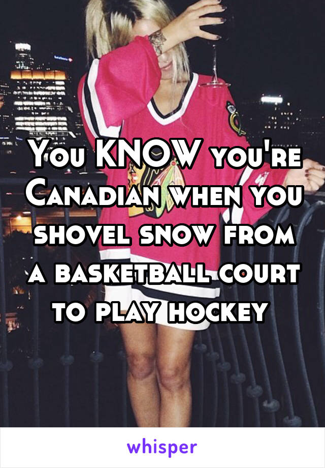 You KNOW you're Canadian when you shovel snow from a basketball court to play hockey 