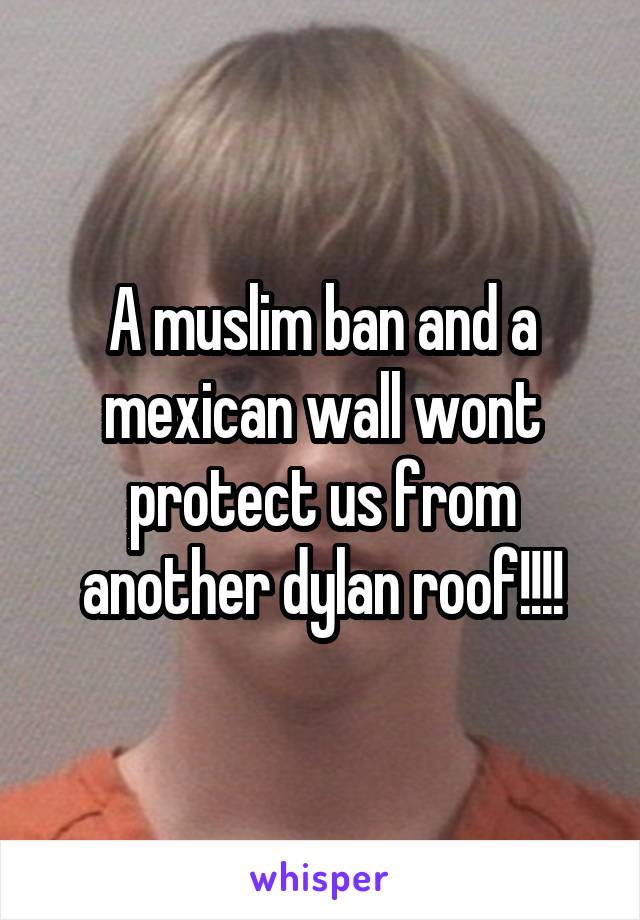 A muslim ban and a mexican wall wont protect us from another dylan roof!!!!