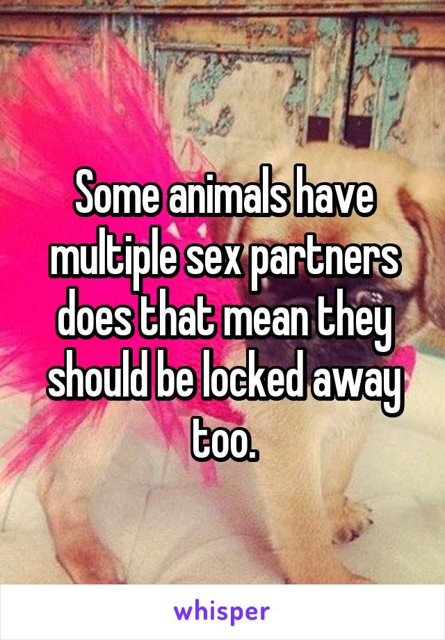 Some animals have multiple sex partners does that mean they should be locked away too.