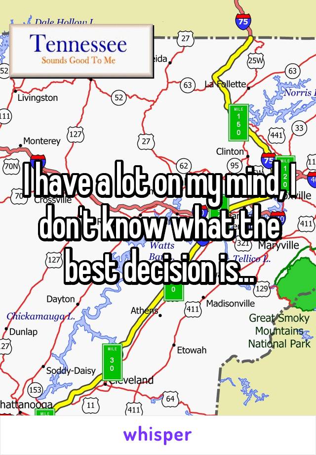 I have a lot on my mind, I don't know what the best decision is...