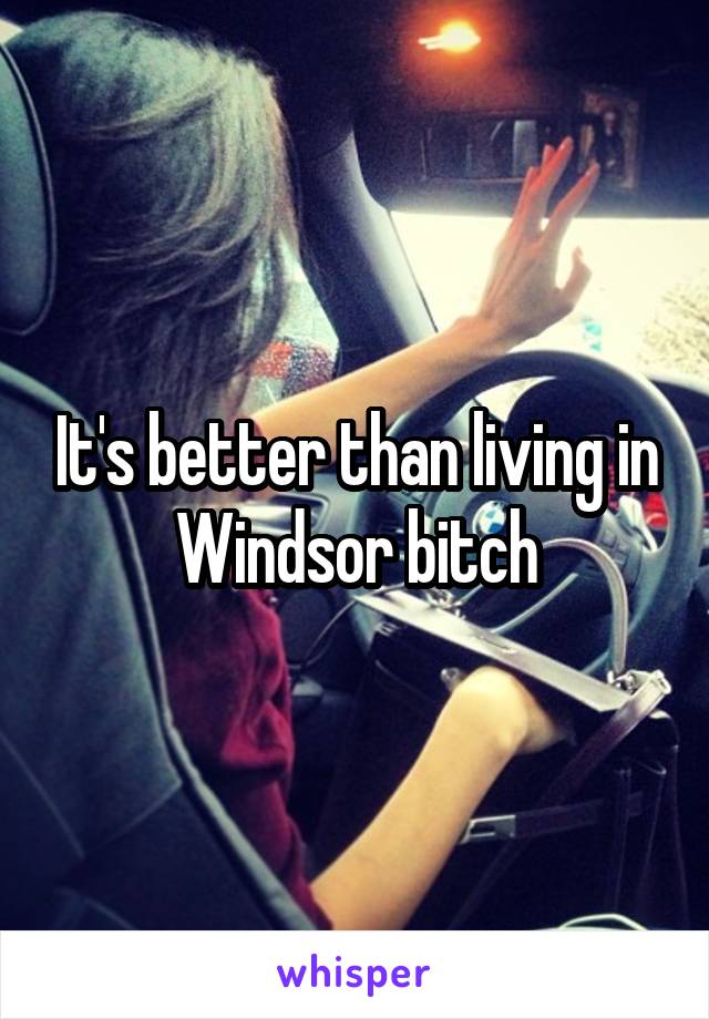 It's better than living in Windsor bitch