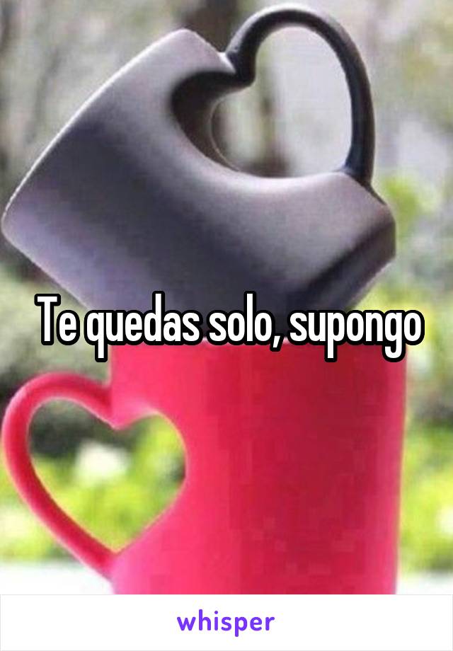 Te quedas solo, supongo