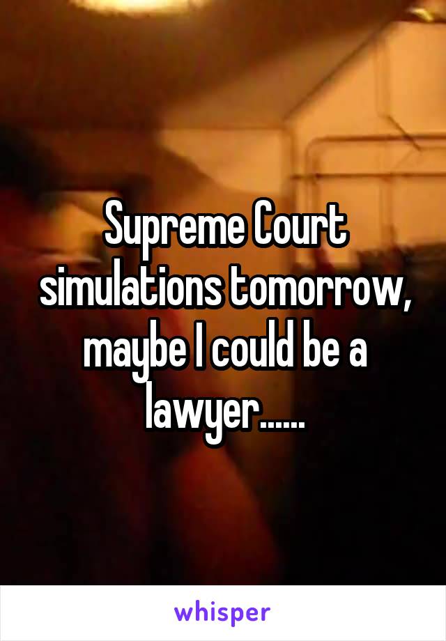 Supreme Court simulations tomorrow, maybe I could be a lawyer......