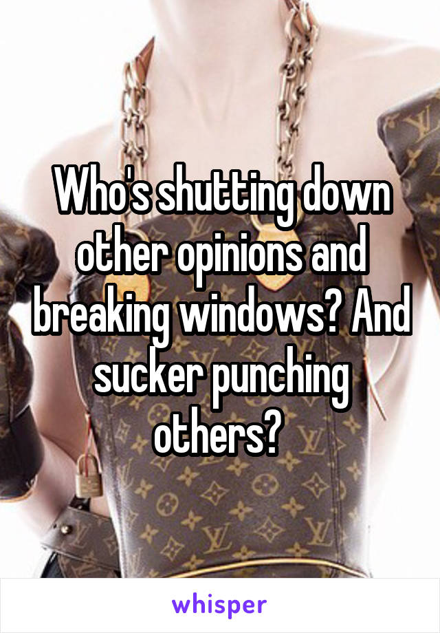 Who's shutting down other opinions and breaking windows? And sucker punching others? 