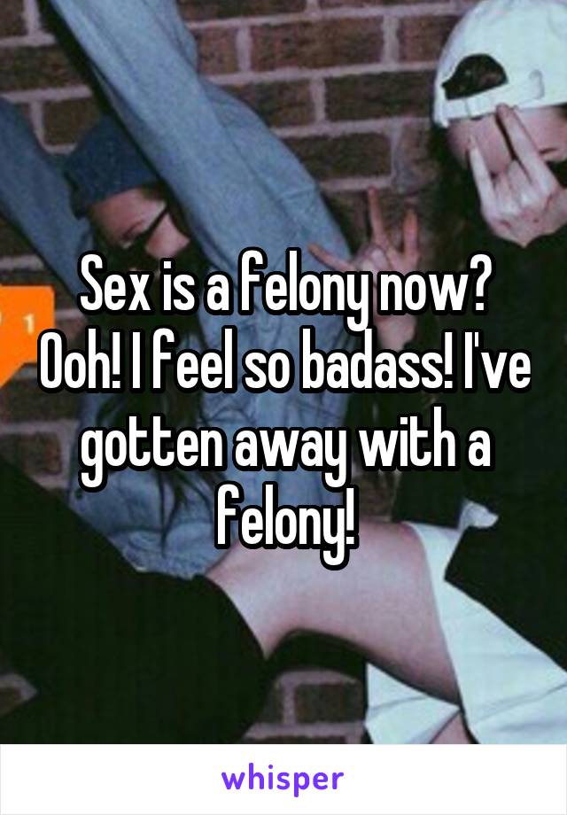 Sex is a felony now? Ooh! I feel so badass! I've gotten away with a felony!