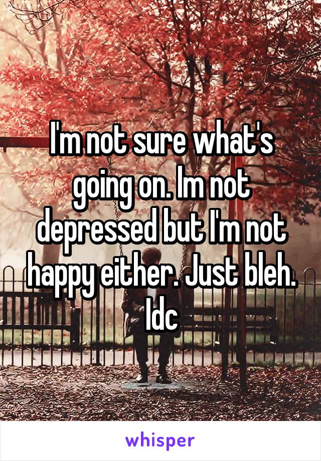 I'm not sure what's going on. Im not depressed but I'm not happy either. Just bleh. Idc