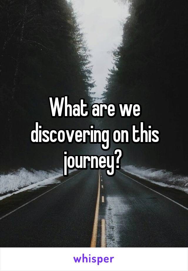 What are we discovering on this journey? 