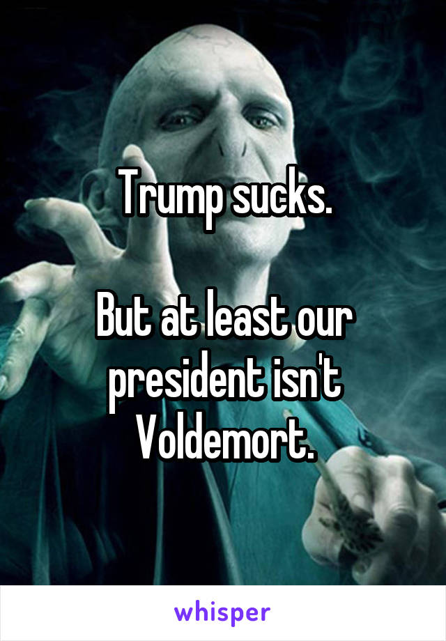 Trump sucks.

But at least our president isn't Voldemort.