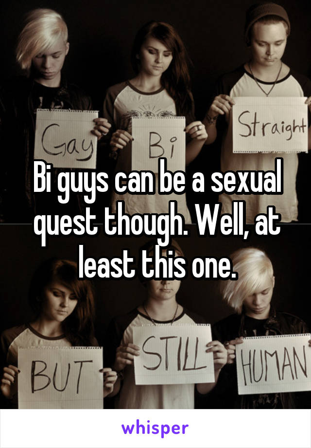 Bi guys can be a sexual quest though. Well, at least this one.